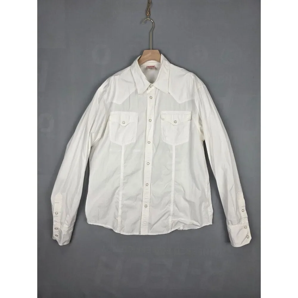 True Religion Western Shirt White Pearl Snap XXXL Cowboy